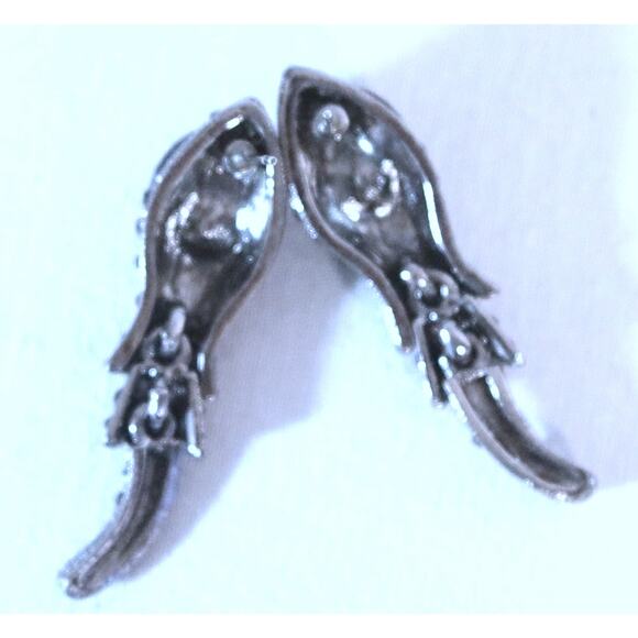 Articulated Tadpole Earrings Black Rhinestone Studded Marcasite - Picture 8 of 10